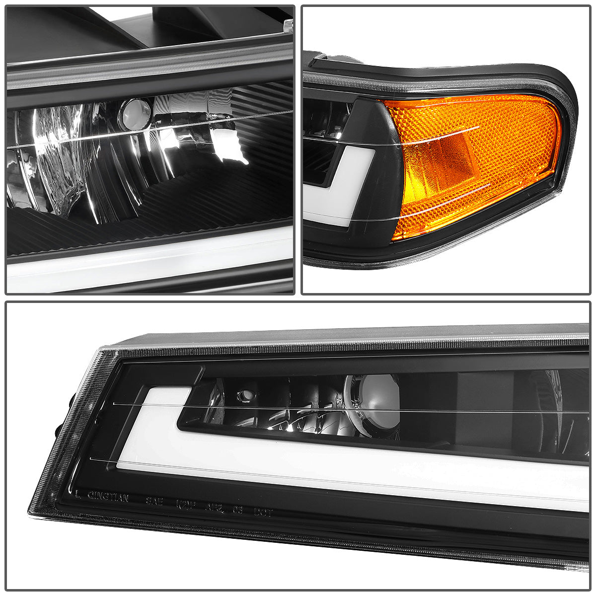 FAROS 04-12 CHEVY COLORADO - LED RUNNING LIGHTS REQUIRE TAPPING INTO EXISTING WIRING - LED DRL - BLACK HOUSING / AMBER CORNER - 9006 LOW BEAM / 9005 HIGH