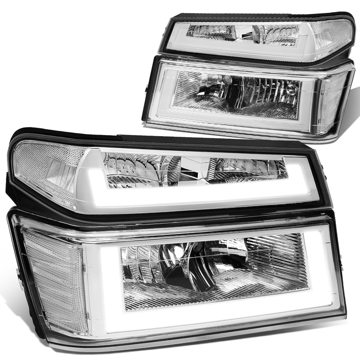 FAROS 04-12 CHEVY COLORADO - LED RUNNING LIGHTS REQUIRE TAPPING INTO EXISTING WIRING - LED DRL - CHROME HOUSING / CLEAR CORNER - 9006 LOW BEAM / 9005 HIGH