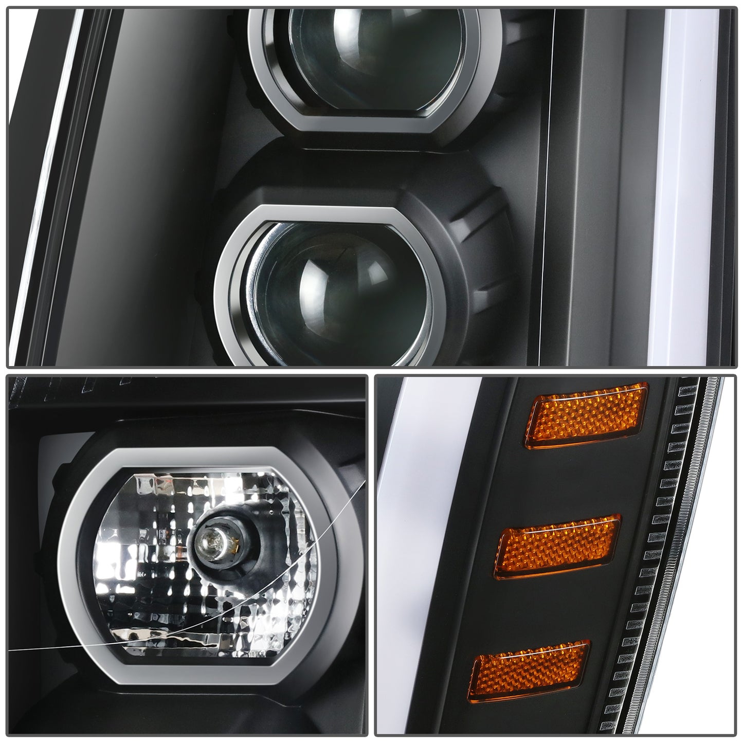 FAROS 07-14 CADILLAC ESCALADE / 07-14 CADILLAC ESCALADE ESV / 07-13 CADILLAC ESCALADE EXT - PROJECTOR HOUSING - H7 / H1 - BLACK HOUSING / AMBER CORNER