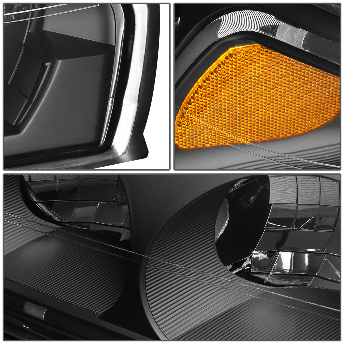 FAROS 00-05 CHEVY IMPALA 4-DOOR - LED DRL - BLACK HOUSING / AMBER CORNER - 9006 LOW BEAM / 9005 HIGH BEAM