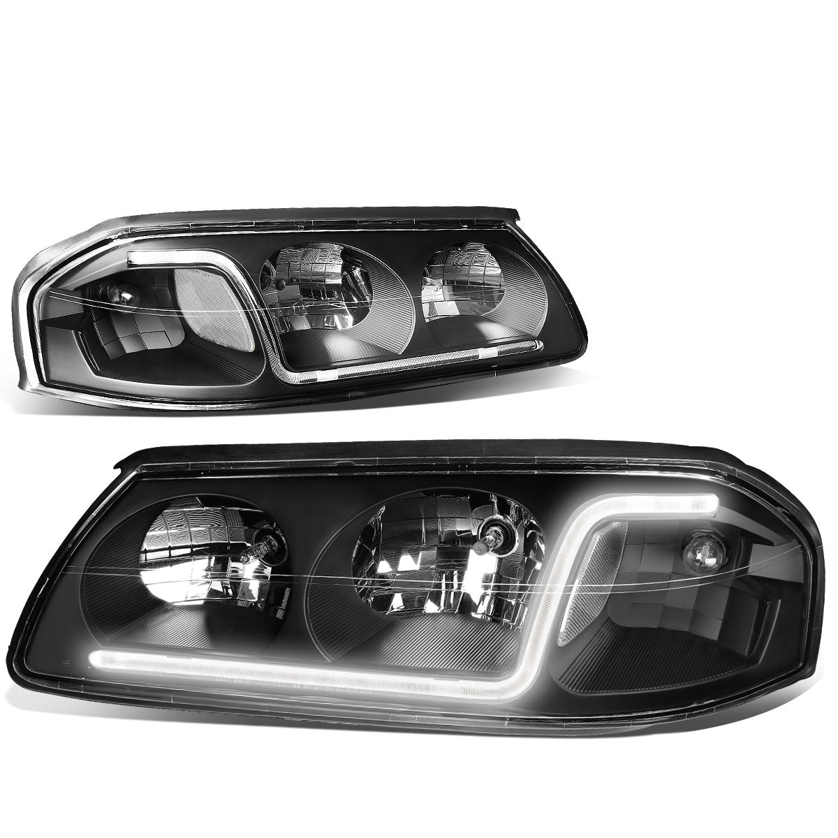 FAROS 00-05 CHEVY IMPALA 4-DOOR - LED DRL - BLACK HOUSING / CLEAR CORNER - 9006 LOW BEAM / 9005 HIGH BEAM