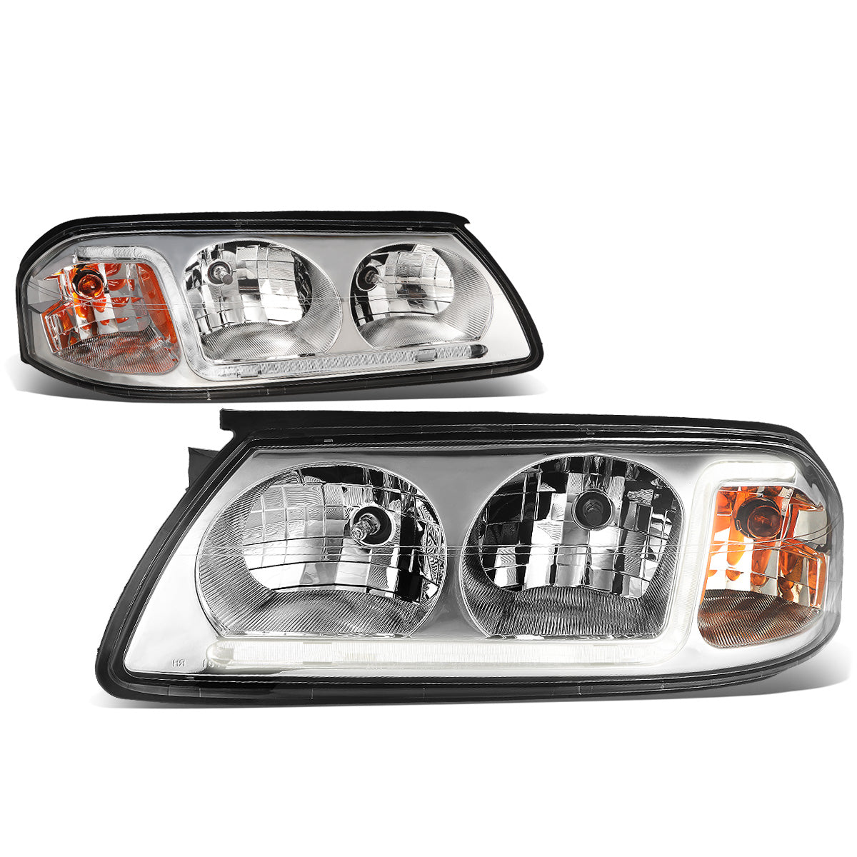 FAROS 00-05 CHEVY IMPALA 4-DOOR - LED DRL - CHROME HOUSING / AMBER CORNER - 9006 LOW BEAM / 9005 HIGH BEAM