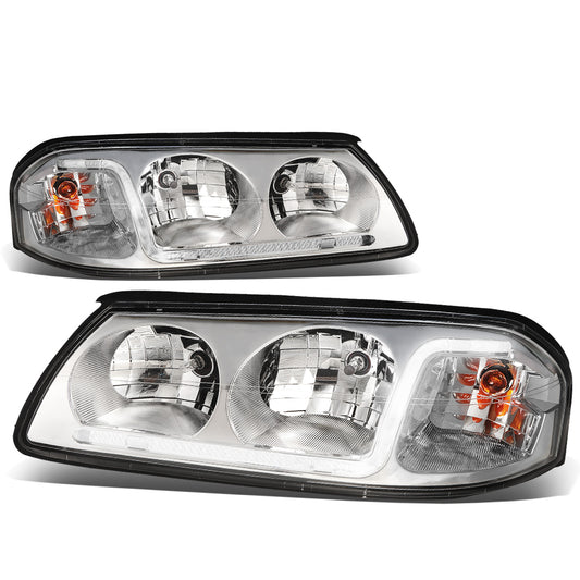 FAROS 00-05 CHEVY IMPALA 4-DOOR - LED DRL - CHROME HOUSING / CLEAR CORNER - 9006 LOW BEAM / 9005 HIGH BEAM