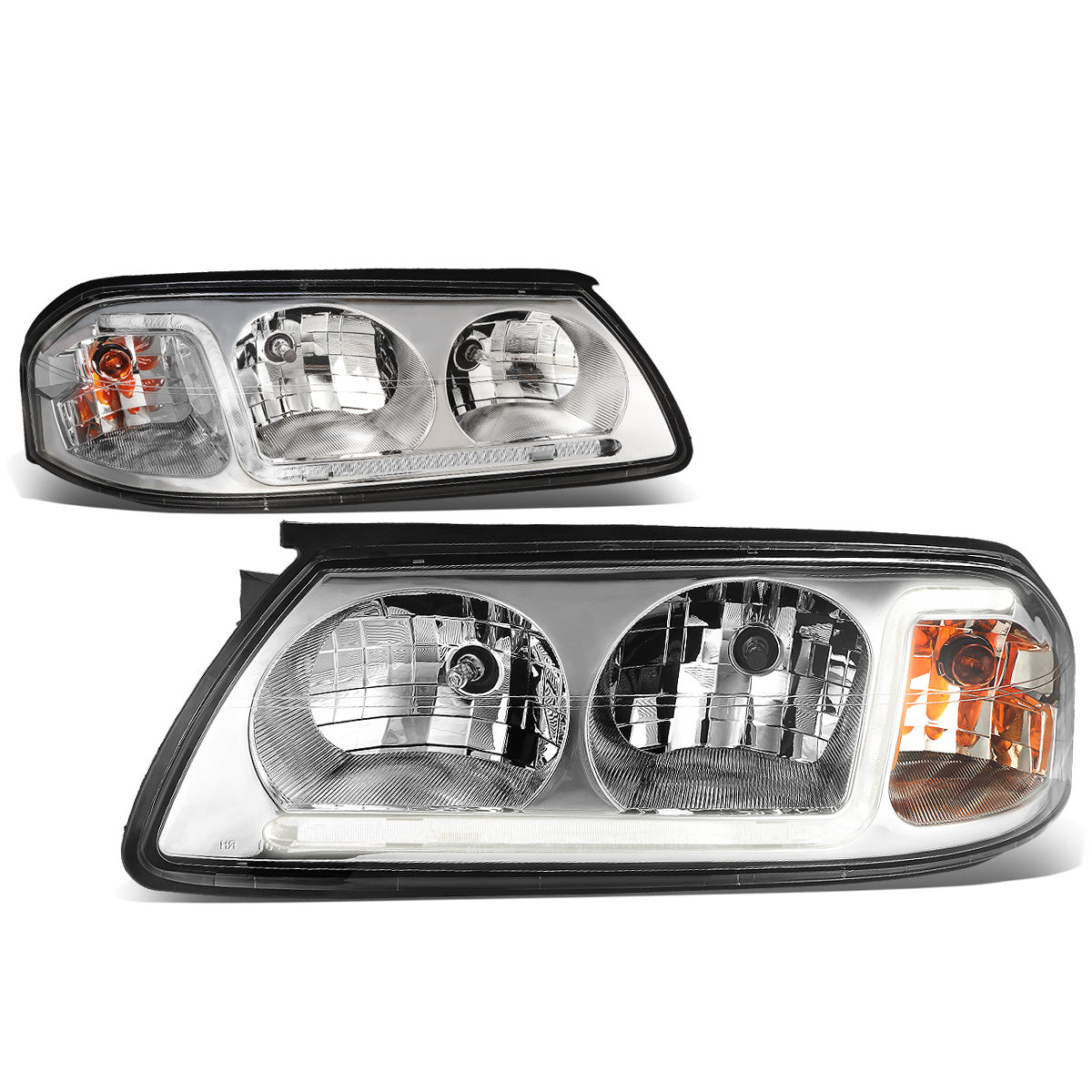 FAROS 00-05 CHEVY IMPALA 4-DOOR - LED DRL - CHROME HOUSING / CLEAR CORNER - 9006 LOW BEAM / 9005 HIGH BEAM