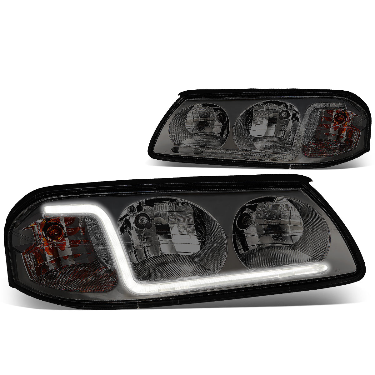 FAROS 00-05 CHEVY IMPALA 4-DOOR - LED DRL - SMOKE HOUSING / CLEAR CORNER - 9006 LOW BEAM / 9005 HIGH BEAM