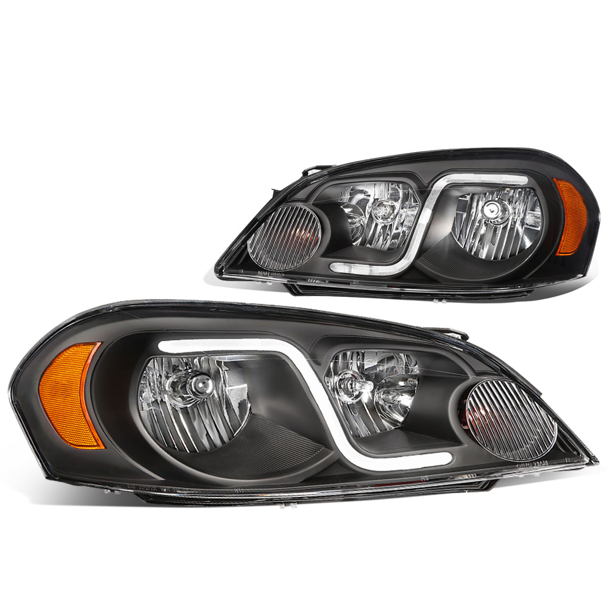 FAROS 06-13 CHEVY IMPALA / 06-07 MONTE CARLO / 14-16 CHEVY IMPALA LIMITED 2/4-DOOR - LED DRL - BLACK HOUSING / AMBER CORNER - H11 LOW BEAM / H9 HIGH BEAM