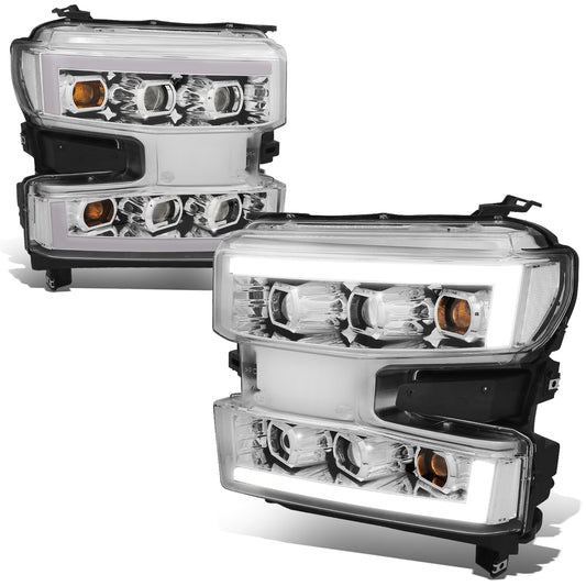 FAROS 19-21 CHEVY SILVERADO 1500 WT/CUSTOM/TRAIL BOSS ONLY / 22 SILVERADO 1500 LTD - LED DRL - QUAD PROJECTOR - CHROME HOUSING / CLEAR CORNER - H1 HIGH / H1 LOW / 7444 SIGNAL - DOES NOT FIT FACTORY LED MODELS