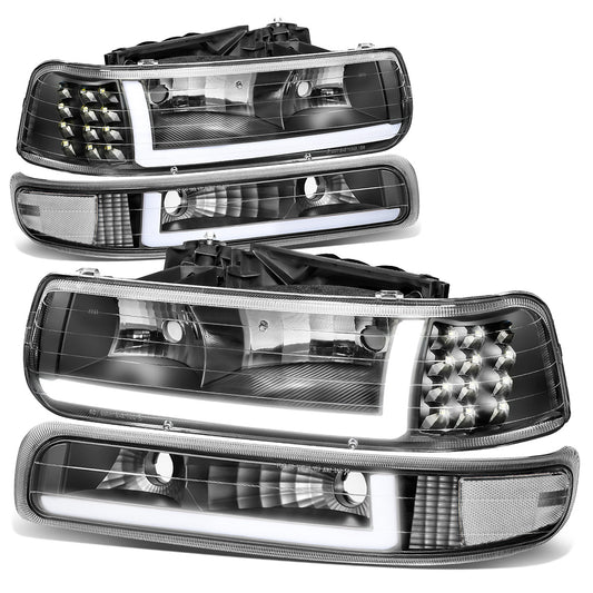 FAROS 99-02 CHEVY SILVERADO 1500, 2500 / 01-02 CHEVY SILVERADO 1500HD, SILVERADO 2500HD, SILVERADO 3500 / 00-06 CHEVY SUBURBAN 1500, SUBURBAN 2500, TAHOE - LED DRL - DRL REQUIRES WIRING INTO EXISTING LIGHTING HARNESS - 4PC - BLACK HOUSING / CLEAR CORNER