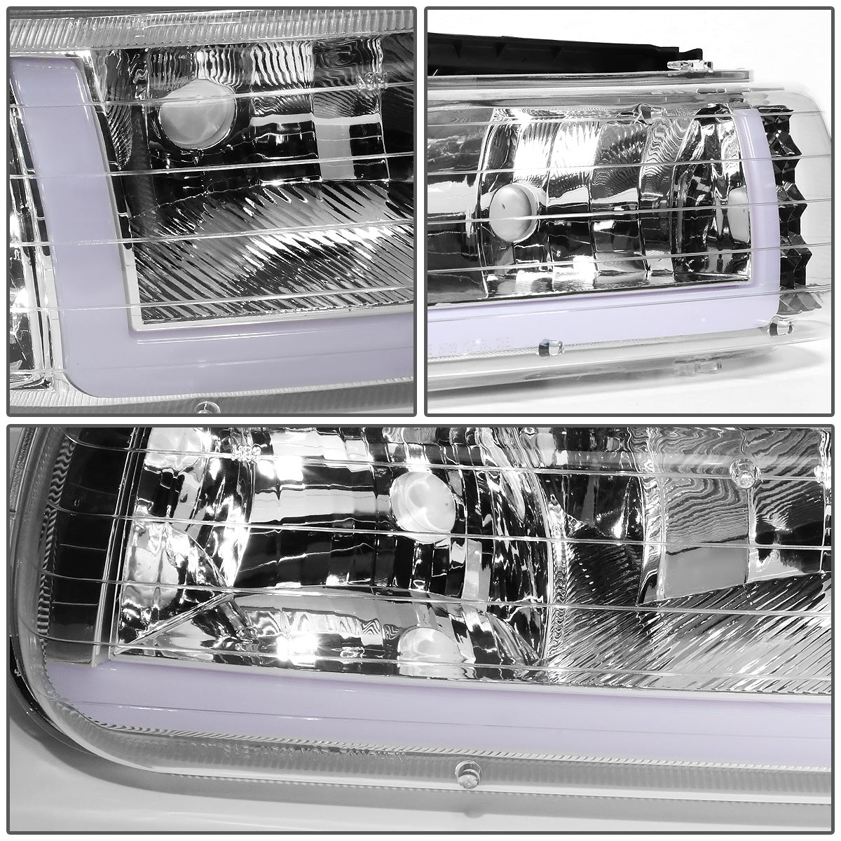 FAROS 99-02 CHEVY SILVERADO 1500, 2500 / 01-02 CHEVY SILVERADO 1500HD, SILVERADO 2500HD, SILVERADO 3500 / 00-06 CHEVY SUBURBAN 1500, SUBURBAN 2500, TAHOE - LED DRL - DRL REQUIRES WIRING INTO EXISTING LIGHTING HARNESS - 4PC - CHROME HOUSING / CLEAR CORNER