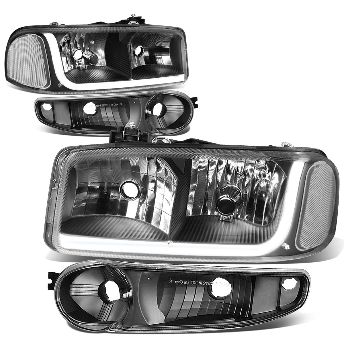 FAROS 2001 GMC SIERRA C3 / 02-06 GMC SIERRA 1500 DENALI / 01-06 GMC YUKON DENALI, YUKON XL 1500 DENALI / 2007 GMC SIERRA 1500 DENALI - LED DRL - 4PC - BLACK HOUSING / CLEAR CORNER