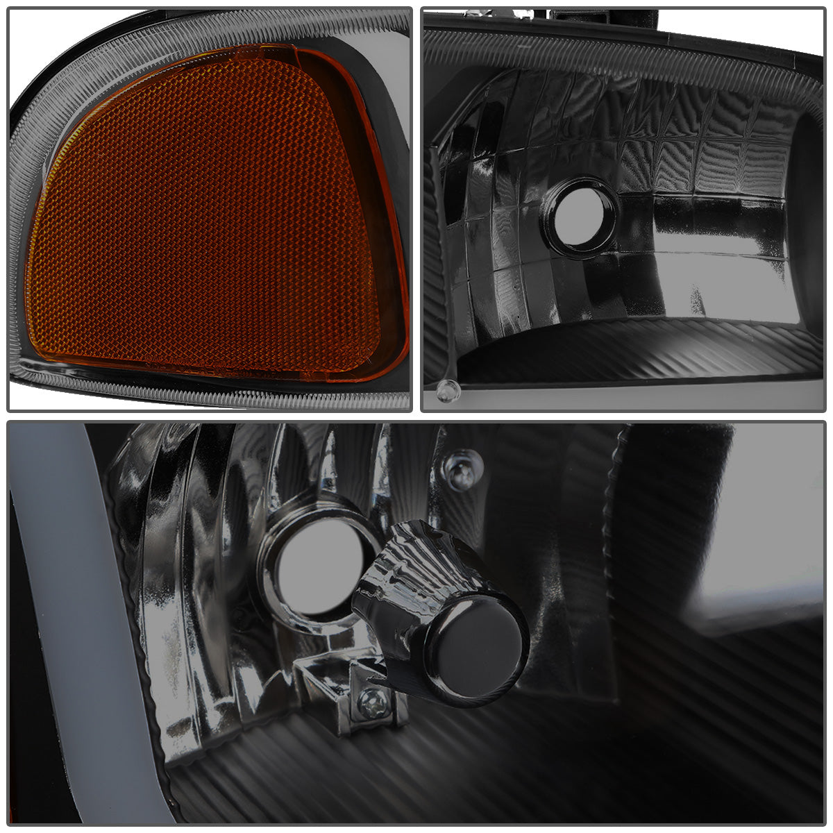 FAROS 2001 GMC SIERRA C3 / 02-06 GMC SIERRA 1500 DENALI / 01-06 GMC YUKON DENALI, YUKON XL 1500 DENALI / 2007 GMC SIERRA 1500 DENALI - LED DRL - 4PC - BLACK HOUSING / AMBER CORNER / SMOKE LENS