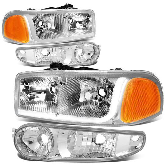 FAROS 2001 GMC SIERRA C3 / 02-06 GMC SIERRA 1500 DENALI / 01-06 GMC YUKON DENALI, YUKON XL 1500 DENALI / 2007 GMC SIERRA 1500 DENALI - LED DRL - 4PC - CHROME HOUSING / AMBER CORNER
