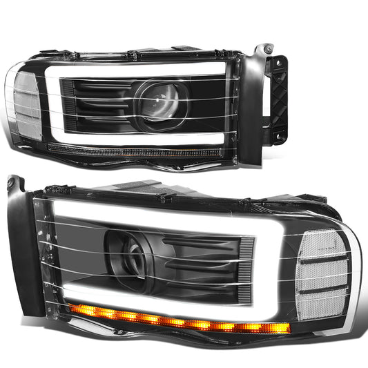 FAROS 02-05 DODGE RAM 1500 2500 3500 - LED DRL - PROJECTOR - BLACK HOUSING / CLEAR CORNER - H7 HIGH / LOW BEAM / LED SIGNAL