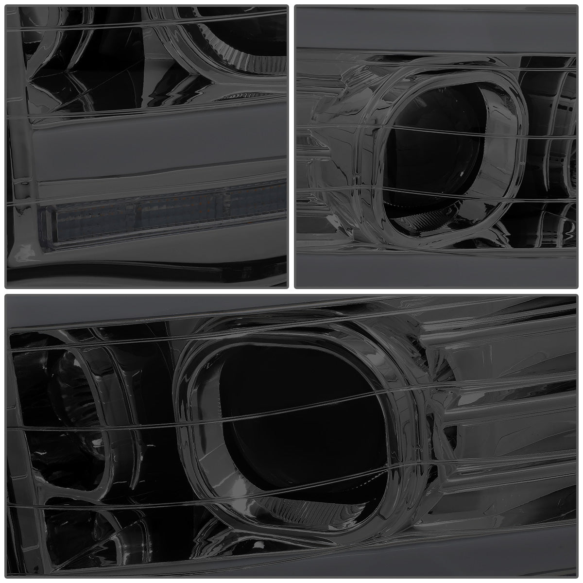 FAROS 02-05 DODGE RAM 1500 2500 3500 - LED DRL - PROJECTOR - SMOKE HOUSING / CLEAR CORNER - H7 HIGH / LOW BEAM / LED SIGNAL