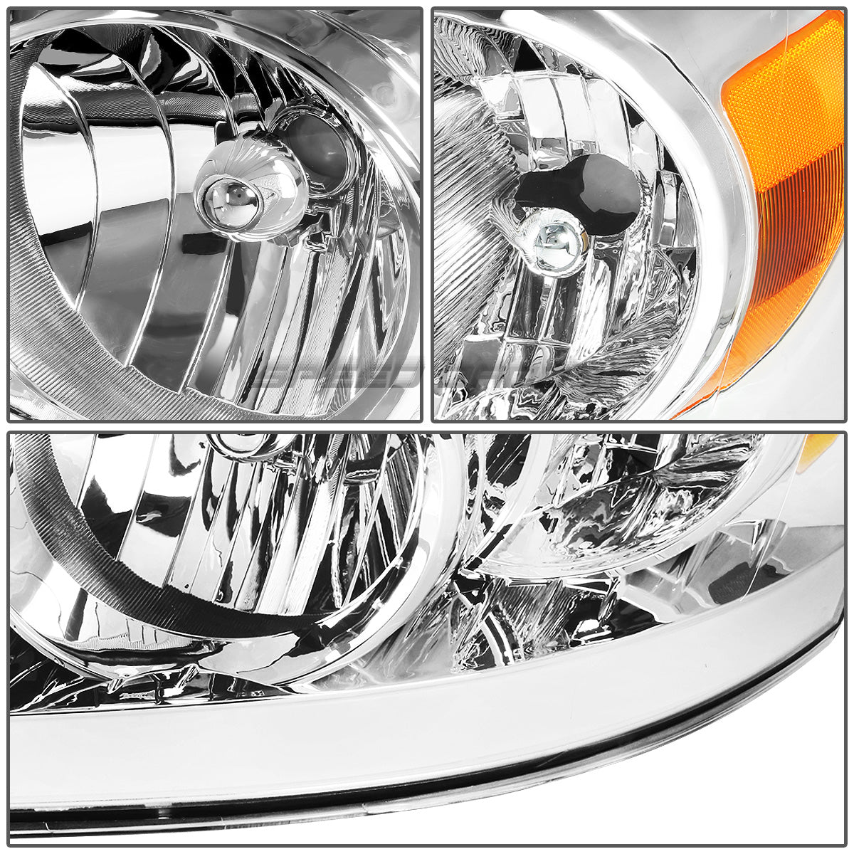 FAROS 06-08 DODGE RAM 1500 / 06-09 RAM 2500 , 3500 2/4-DOOR - FOR 2009 , FIT OLD BODY STYLE ONLY - DOES NOT FIT NEW BODY STYLE MODELS - STOCK HEADLIGHTS WITHOUT AMBER BAR - LED DRL - CHROME HOUSING / AMBER CORNER - H13 LOW BEAM / HIGH BEAM