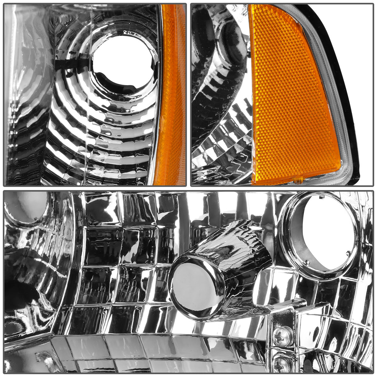 FAROS 94-01 DODGE RAM 1500 / 94-02 DODGE RAM 2500 3500 - DOES NOT FIT SPORT MODELS - LED DRL - CHROME HOUSING / AMBER CORNER - 9004 LOW BEAM / HIGH BEAM