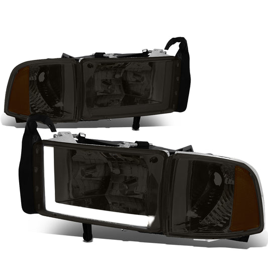 FAROS 94-01 DODGE RAM 1500 / 94-02 DODGE RAM 2500 3500 - DOES NOT FIT SPORT MODELS - LED DRL - SMOKE HOUSING / AMBER CORNER - 9004 LOW BEAM / HIGH BEAM