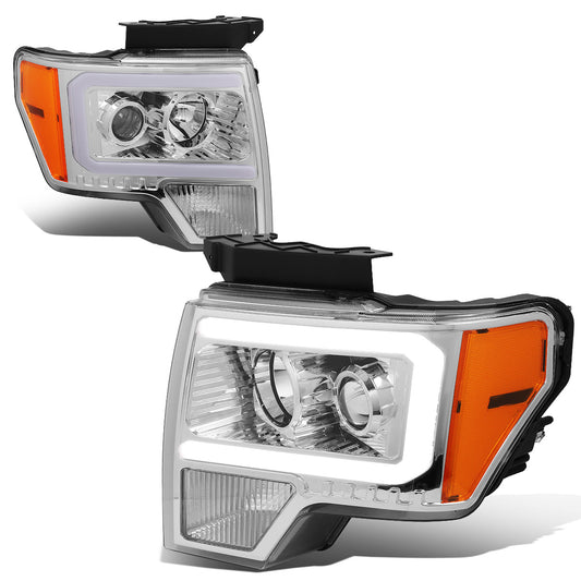 FAROS 09-14 FORD F-150 - ONLY FITS MODELS WITH HALOGEN HEADLIGHTS WITHOUT PROJECTOR - DAYTIME RUNNING LIGHT BAR REQUIRES WIRING INTO EXISTING LIGHTING HARNESS - ONLY FITS MODELS WITH COMPOSITE HEADLIGHTS - LED DRL - PROJECTOR LOW BEAM - CHROME HOUSING /