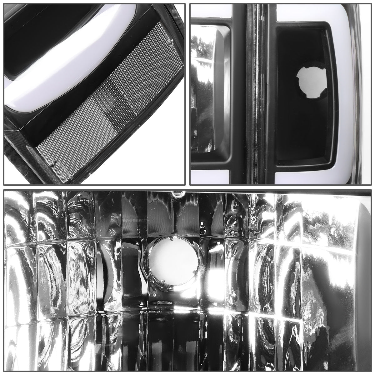 FAROS 87-91 FORD BRONCO - 81-91 FORD F-150 / 87-91 FORD F-250 / 87-91 FORD F-350 - LED DRL - BLACK HOUSING / CLEAR CORNER - 9004 HIGH BEAM / LOW BEAM / 3157 SIGNAL