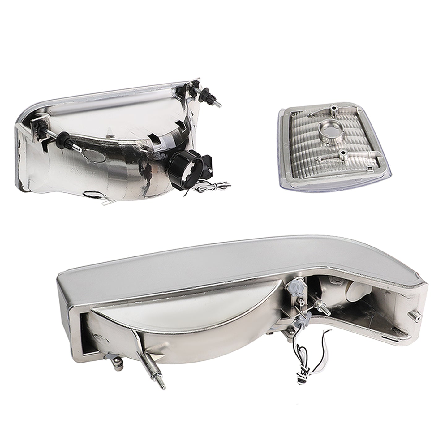 FAROS 92-96 FORD F-150, F-250, F-350 BRONCO - FITS MODELS WITH HALOGEN HEADLIGHTS ONLY - DUAL LED DRL - 4PC - CHROME HOUSING / CLEAR CORNER