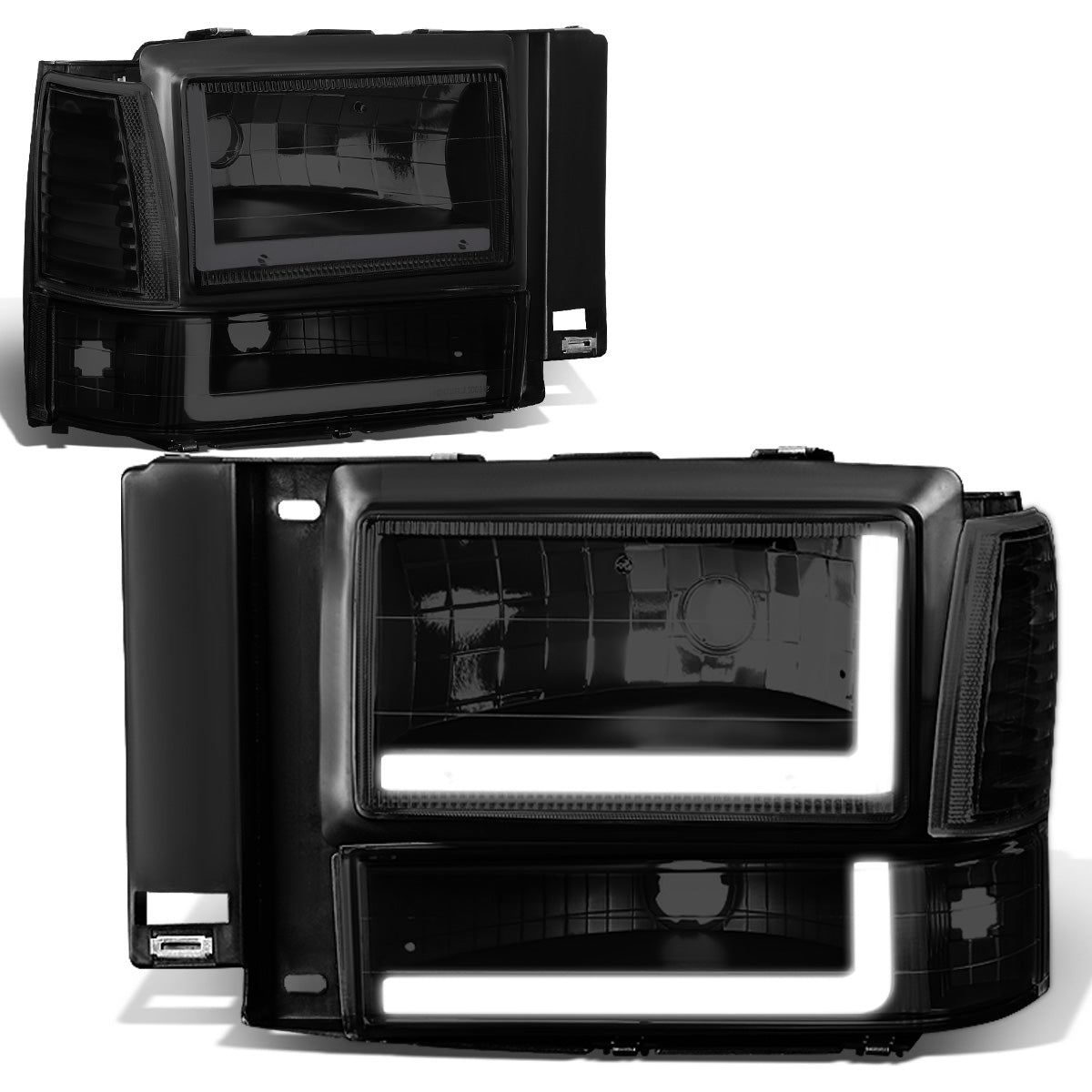 FAROS 91-94 FORD EXPLORER - LED RUNNING LIGHTS REQUIRE TAPPING INTO EXISTING WIRING - LED DRL - BLACK HOUSING / SMOKE LENS / CLEAR CORNER - 9004 LOW BEAM / 9004 HIGH BEAM