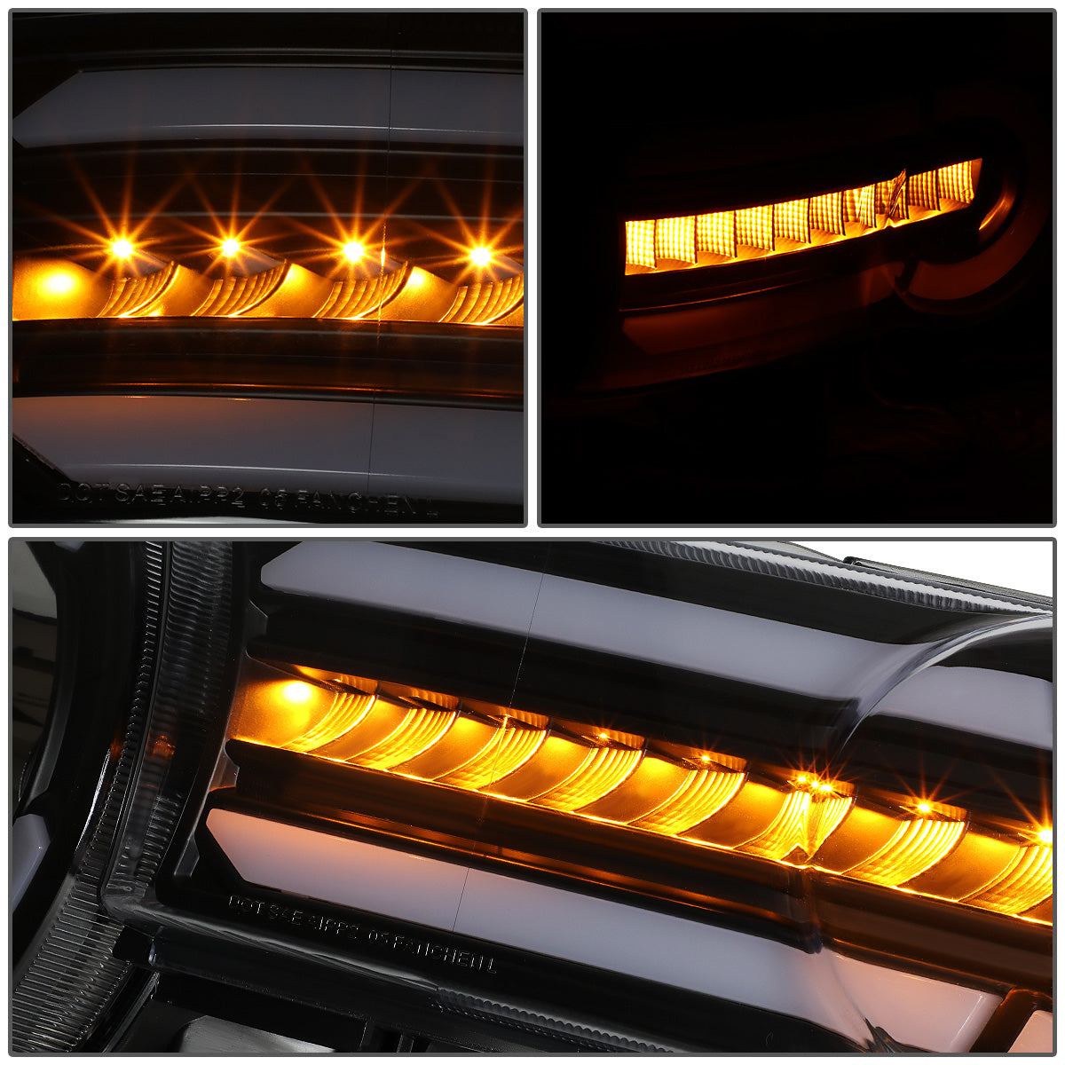 FAROS 07-14 TOYOTA FJ CRUISER - LED DRL - SEQUENTIAL TURN SIGNAL - BLACK HOUSING / AMBER CORNER - 9003 LOW BEAM / H4 HIGH BEAM