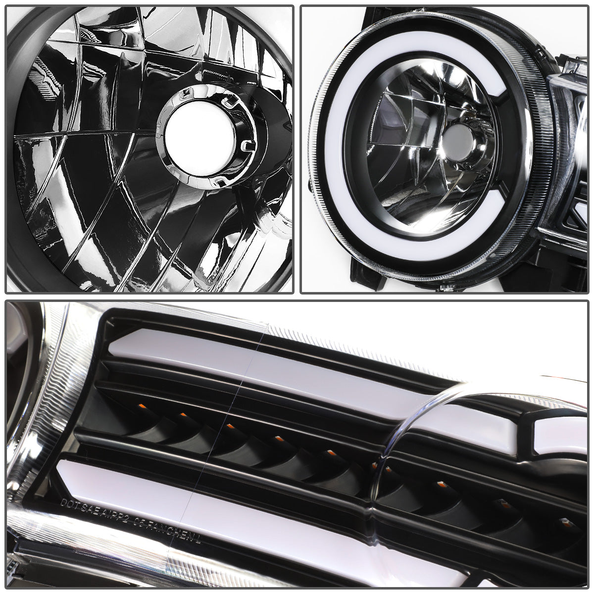 FAROS 07-14 TOYOTA FJ CRUISER - LED DRL - SEQUENTIAL TURN SIGNAL - BLACK HOUSING / CLEAR CORNER - 9003 LOW BEAM / H4 HIGH BEAM