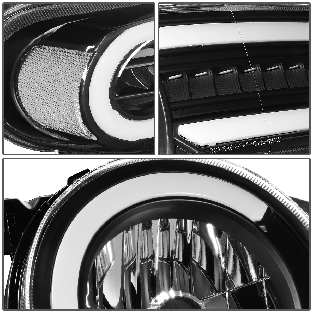 FAROS 07-14 TOYOTA FJ CRUISER - LED DRL - SEQUENTIAL TURN SIGNAL - BLACK HOUSING / CLEAR CORNER - 9003 LOW BEAM / H4 HIGH BEAM