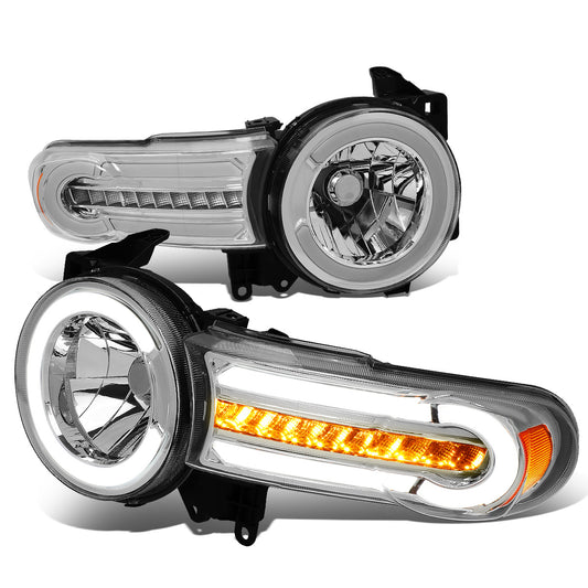 FAROS 07-14 TOYOTA FJ CRUISER - LED DRL - SEQUENTIAL TURN SIGNAL - CHROME HOUSING / AMBER CORNER - 9003 LOW BEAM / H4 HIGH BEAM