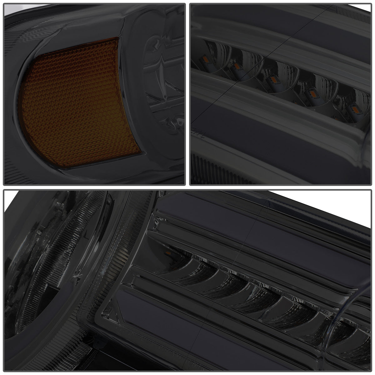 FAROS 07-14 TOYOTA FJ CRUISER - LED DRL - SEQUENTIAL TURN SIGNAL - SMOKE HOUSING / AMBER CORNER - 9003 LOW BEAM / H4 HIGH BEAM