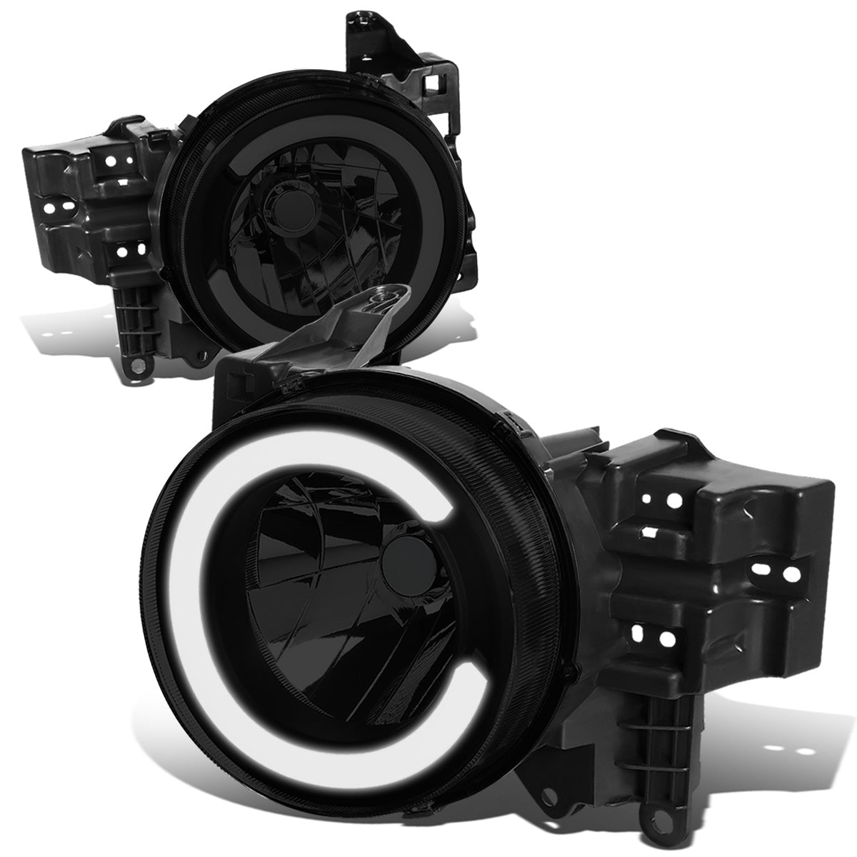 FAROS 07-14 TOYOTA FJ CRUISER - LED DRL - BLACK HOUSING / SMOKE LENS / CLEAR CORNER - H4 LOW BEAM / H4 HIGH BEAM