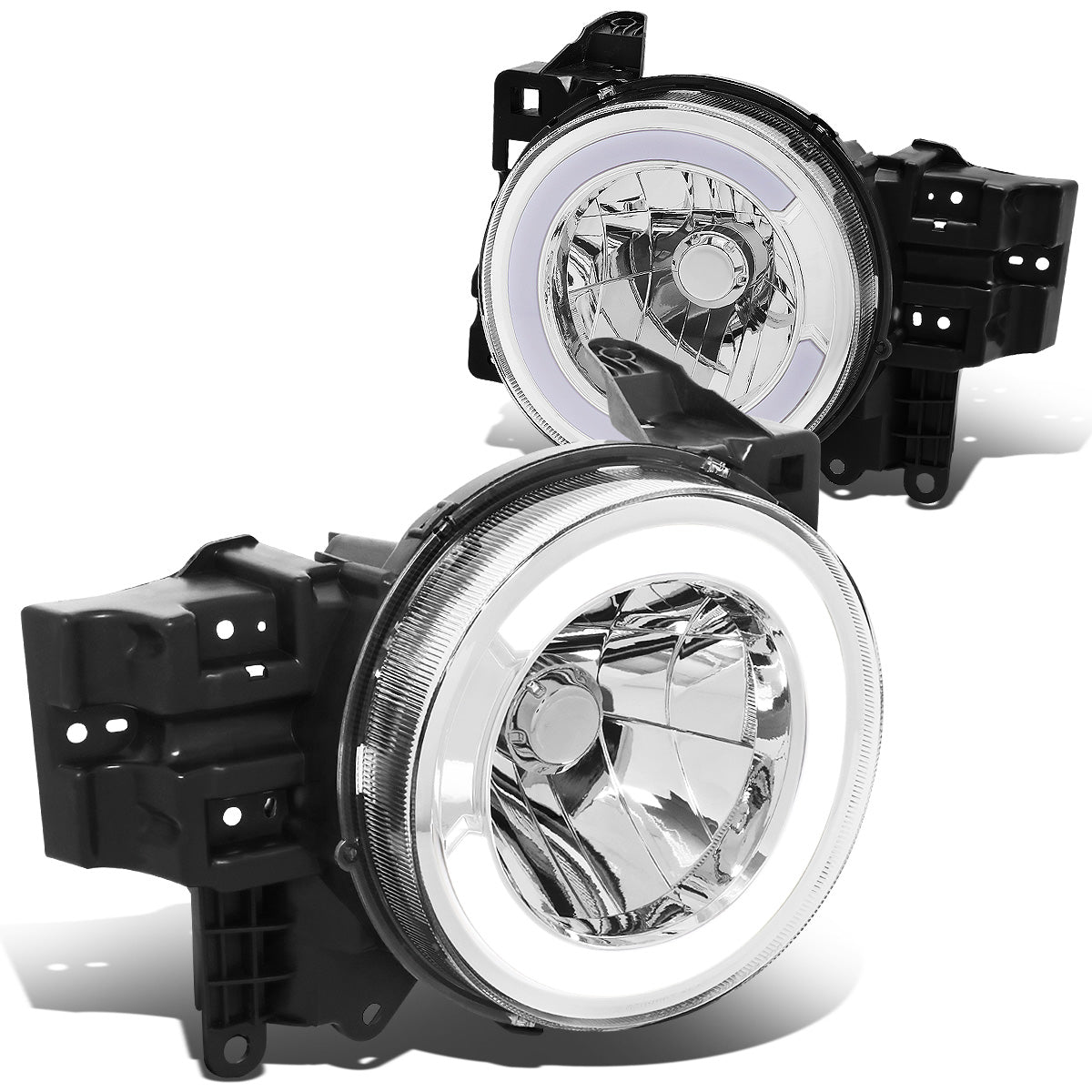 FAROS 07-14 TOYOTA FJ CRUISER - LED DRL - CHROME HOUSING / CLEAR CORNER - H4 LOW BEAM / H4 HIGH BEAM