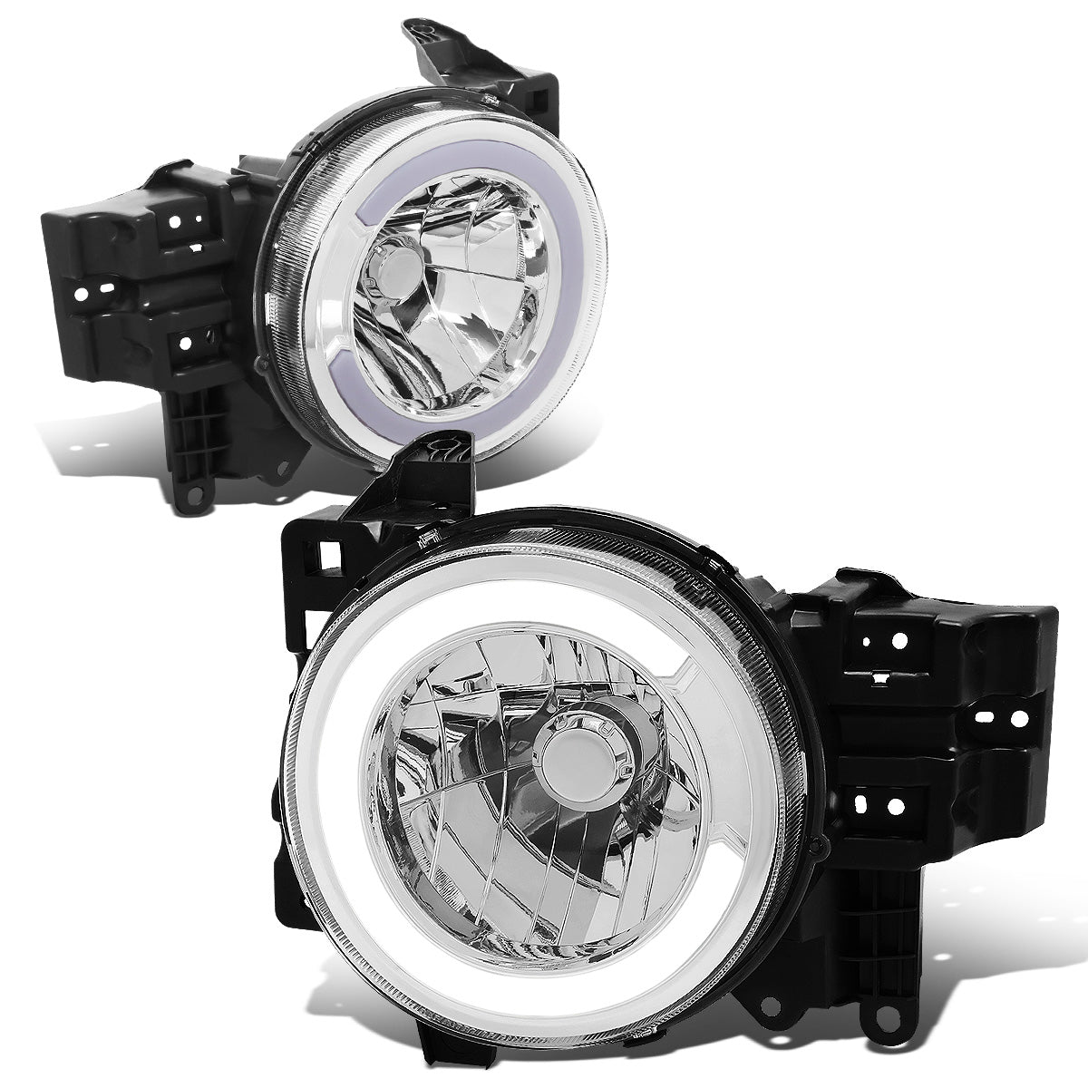 FAROS 07-14 TOYOTA FJ CRUISER - LED DRL - CHROME HOUSING / CLEAR CORNER - H4 LOW BEAM / H4 HIGH BEAM