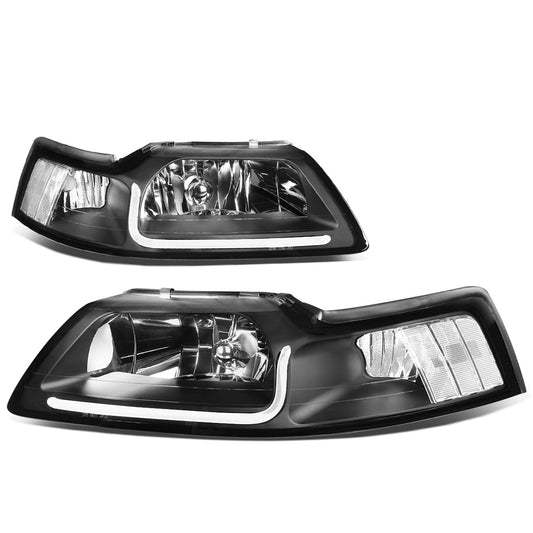 FAROS 99-04 FORD MUSTANG - LED DRL - BLACK HOUSING / CLEAR CORNER - 9007 LOW / HIGH BEAM