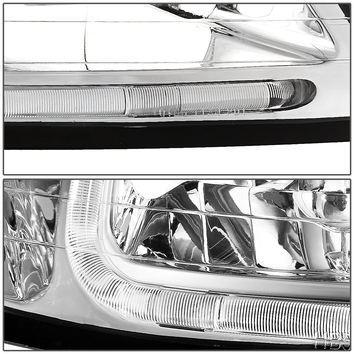 FAROS 99-04 FORD MUSTANG - LED DRL - DAY TIME RUNNING LIGHT STRIP REQUIRES WIRING TO VEHICLE - CHROME HOUSING / CLEAR CORNER - 9007 LOW / HIGH BEAM