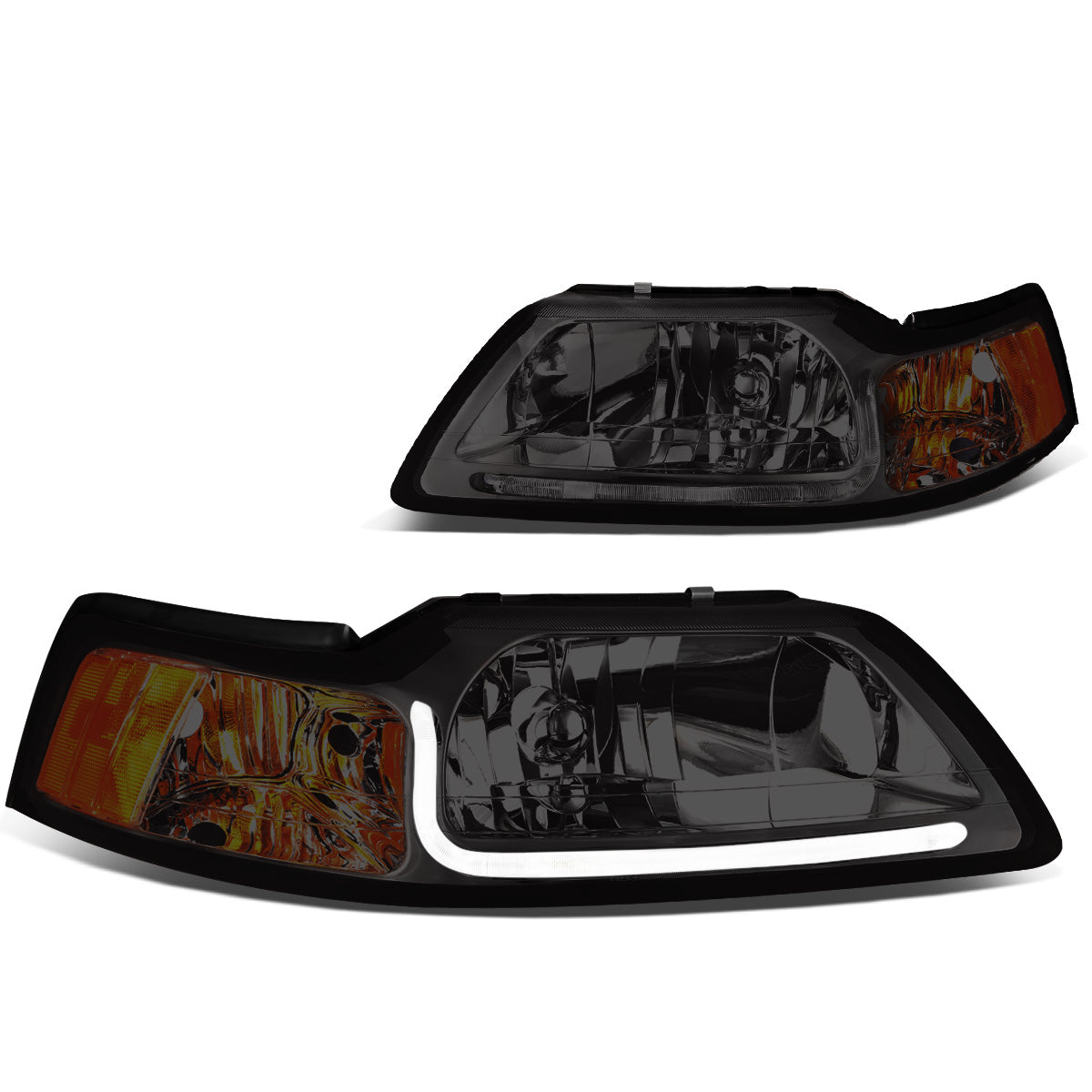 FAROS 99-04 FORD MUSTANG - LED DRL - SMOKE HOUSING / AMBER CORNER - 9007 LOW / HIGH BEAM