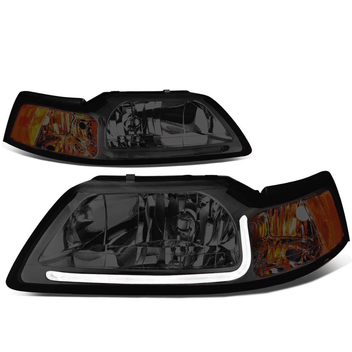 FAROS 99-04 FORD MUSTANG - LED DRL - SMOKE HOUSING / AMBER CORNER - 9007 LOW / HIGH BEAM