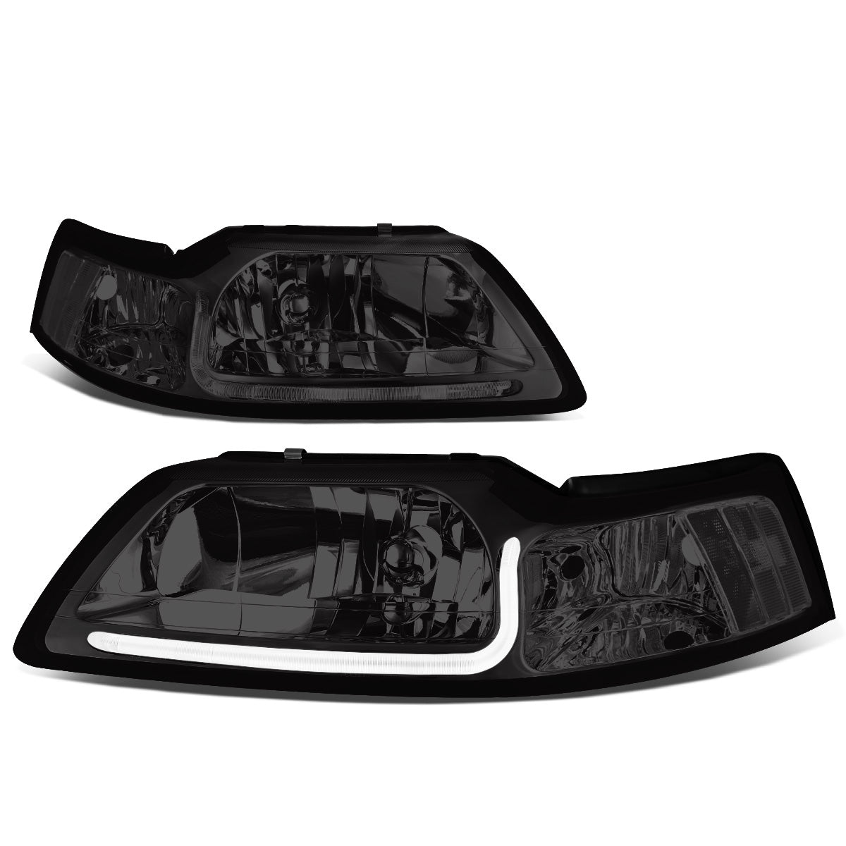 FAROS 99-04 FORD MUSTANG - LED DRL - SMOKE HOUSING / CLEAR CORNER - 9007 LOW / HIGH BEAM