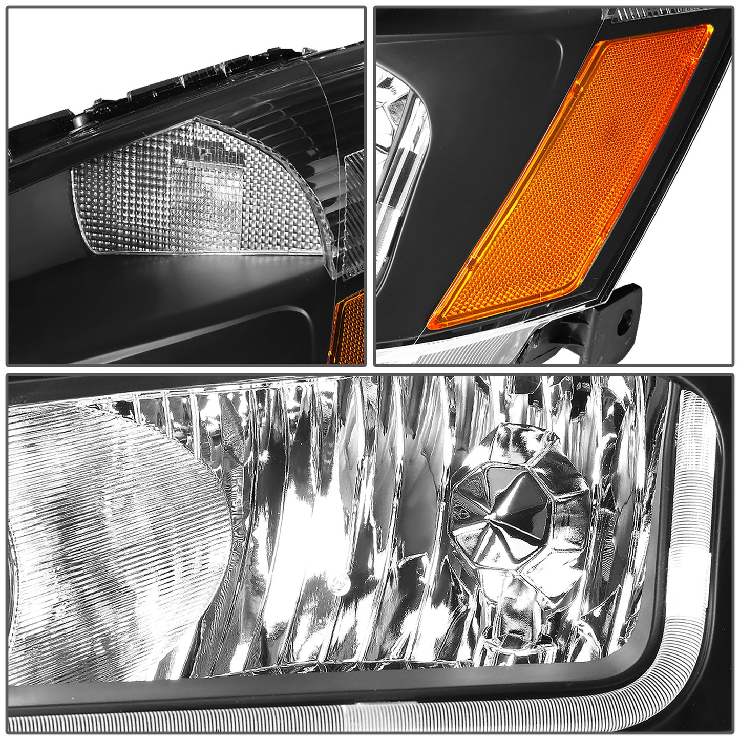 FAROS 03-07 HONDA ACCORD 2/4-DOOR - LED DRL - BLACK HOUSING / AMBER CORNER - 9006 LOW BEAM / 9005 HIGH BEAM