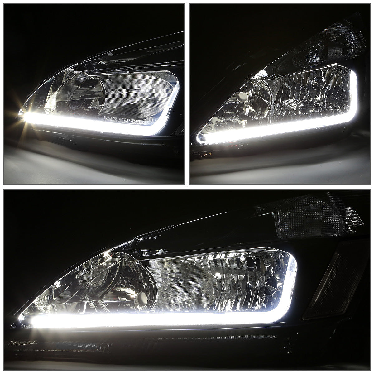 FAROS 03-07 HONDA ACCORD 2/4-DOOR - LED DRL - SMOKE HOUSING / CLEAR CORNER - 9006 LOW BEAM / 9005 HIGH BEAM