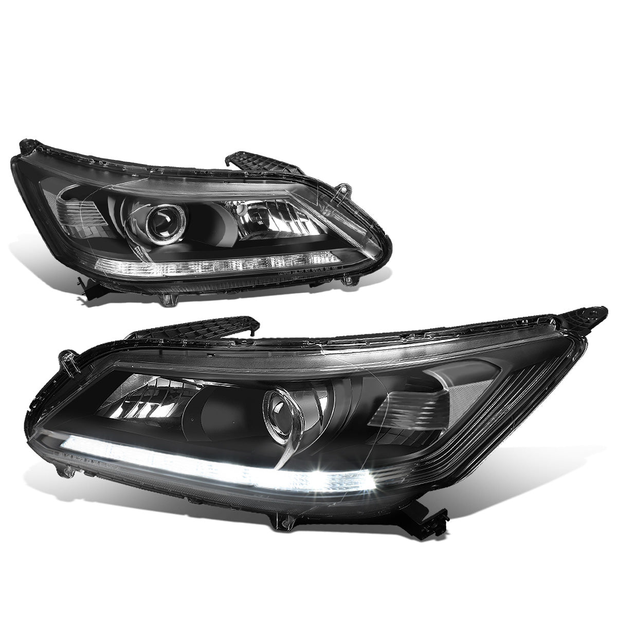 FAROS 13-15 HONDA ACCORD 4-DOOR - LED DRL - PROJECTOR - BLACK HOUSING / CLEAR CORNER - H11 LOW BEAM / 9005 HIGH BEAM
