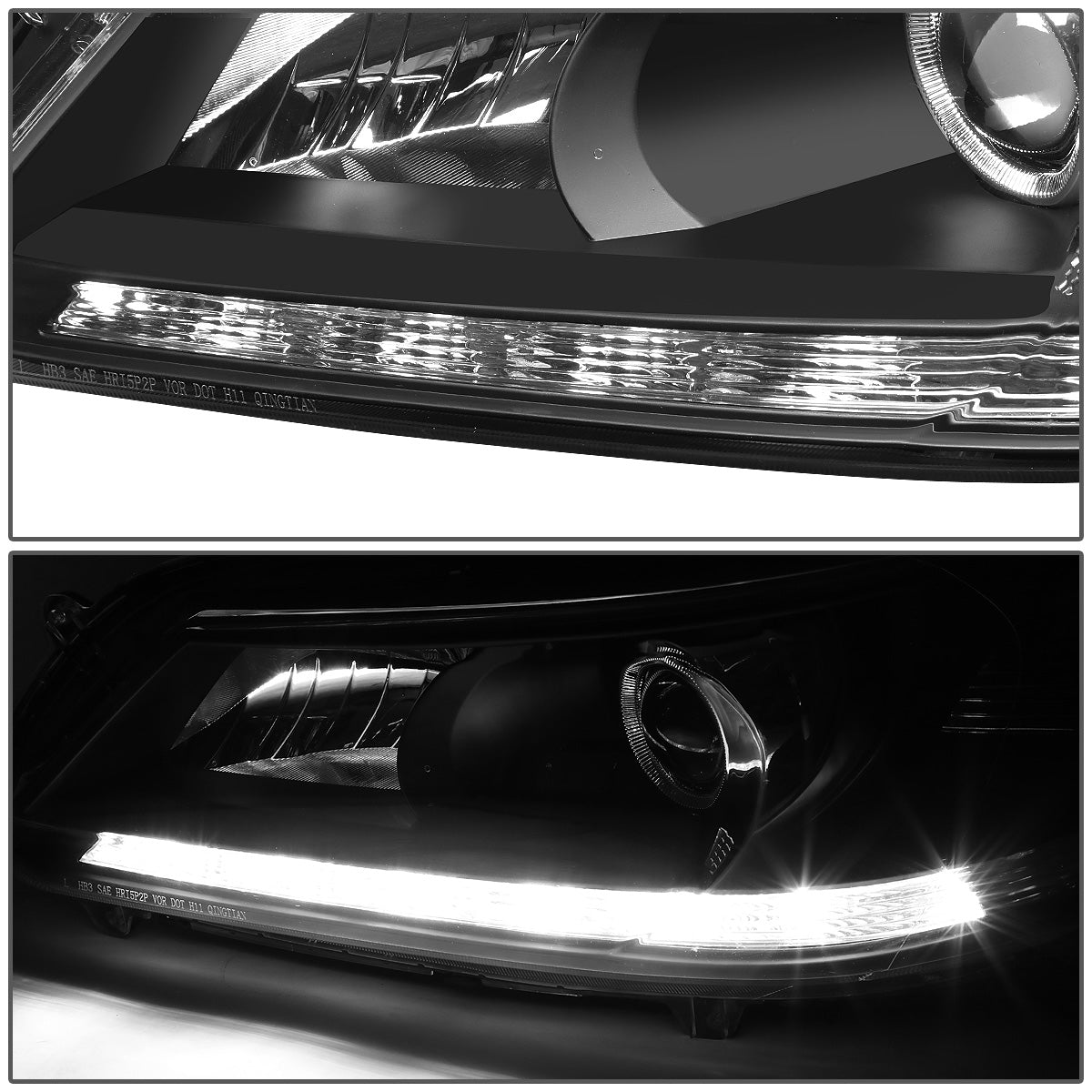 FAROS 13-15 HONDA ACCORD 4-DOOR - LED DRL - PROJECTOR - BLACK HOUSING / CLEAR CORNER - H11 LOW BEAM / 9005 HIGH BEAM
