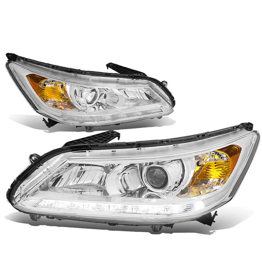 FAROS 13-15 HONDA ACCORD 4-DOOR - LED DRL - PROJECTOR - CHROME HOUSING / AMBER CORNER - H11 LOW BEAM / 9005 HIGH BEAM