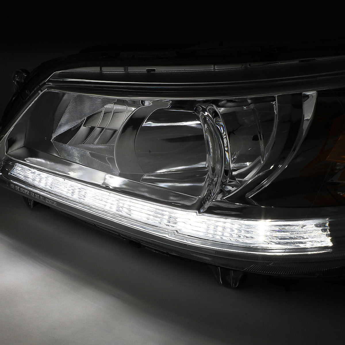 FAROS 13-15 HONDA ACCORD 4-DOOR - LED DRL - PROJECTOR - CHROME HOUSING / AMBER CORNER - H11 LOW BEAM / 9005 HIGH BEAM