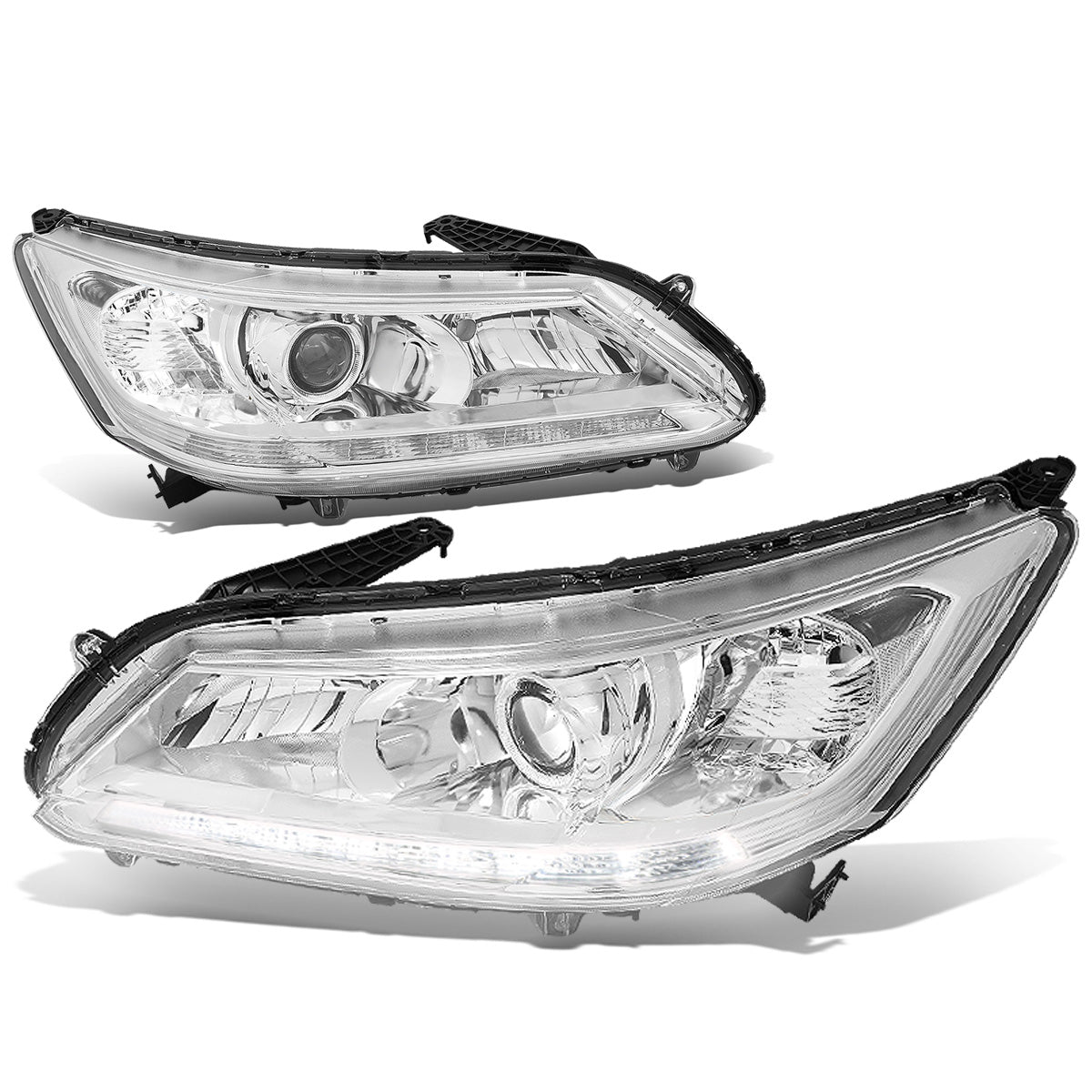 FAROS 13-15 HONDA ACCORD 4-DOOR - LED DRL - PROJECTOR - CHROME HOUSING / CLEAR CORNER - H11 LOW BEAM / 9005 HIGH BEAM