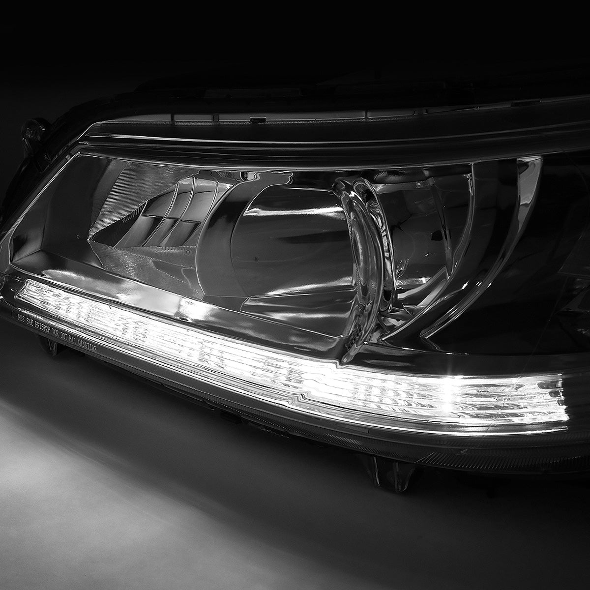 FAROS 13-15 HONDA ACCORD 4-DOOR - LED DRL - PROJECTOR - CHROME HOUSING / CLEAR CORNER - H11 LOW BEAM / 9005 HIGH BEAM