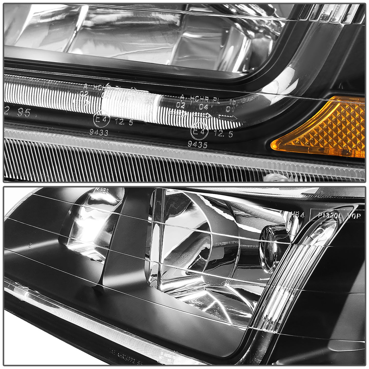 FAROS 98-02 HONDA ACCORD 2/4-DOOR - LED DRL - BLACK HOUSING / AMBER CORNER - 9006 LOW BEAM / 9005 HIGH BEAM