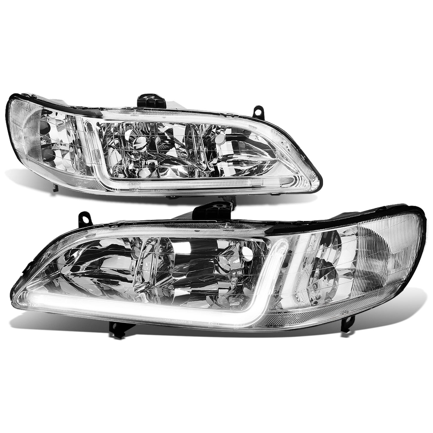 FAROS 98-02 HONDA ACCORD 2/4-DOOR - LED DRL - CHROME HOUSING / CLEAR CORNER - 9006 LOW BEAM / 9005 HIGH BEAM