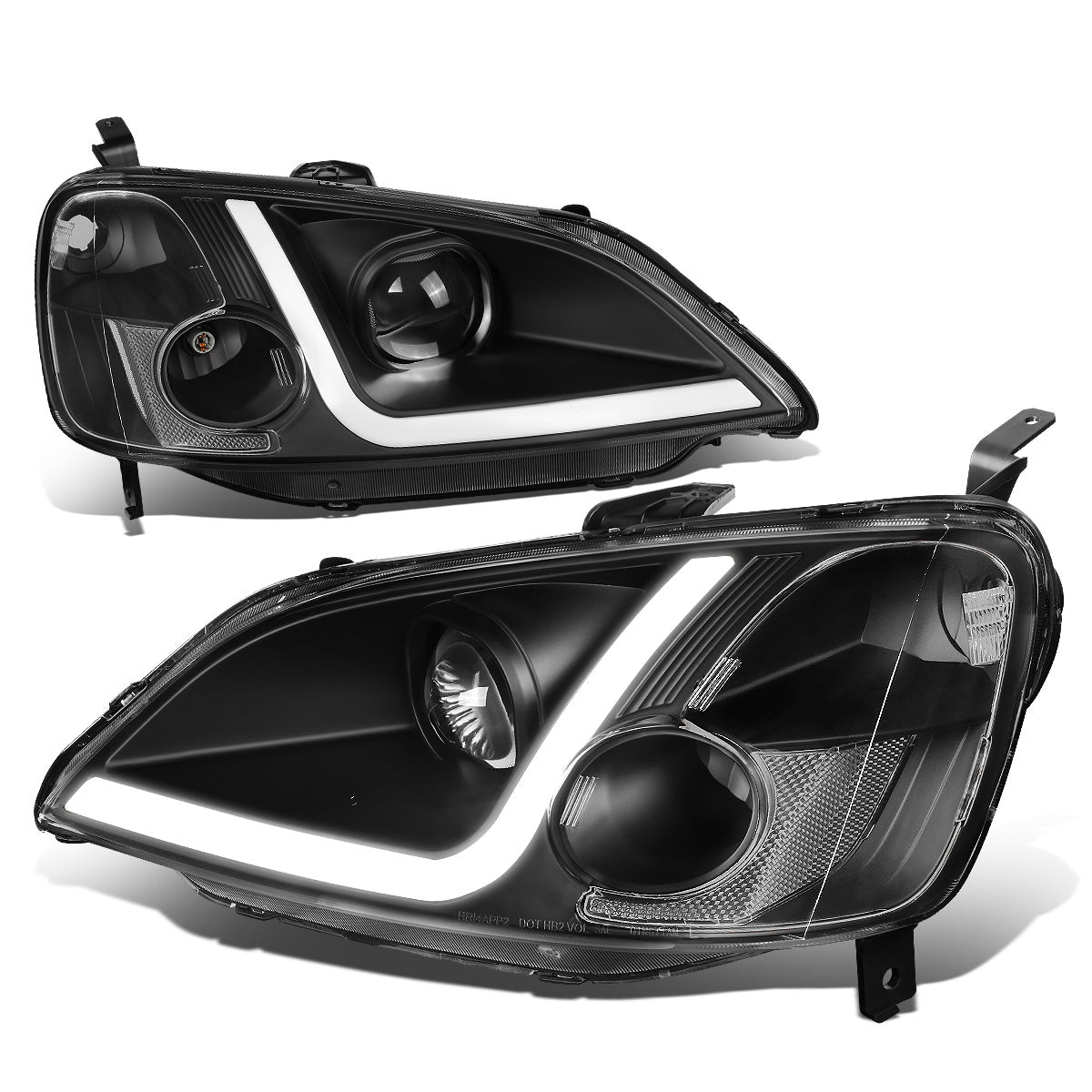 FAROS 01-03 HONDA CIVIC COUPE / SEDAN - LED RUNNING LIGHT REQUIRES WIRING INTO EXISTING LIGHTING WIRE HARNESS - LED DRL - PROJECTOR - BLACK HOUSING / CLEAR CORNER - H7 LOW BEAM / H7 HIGH BEAM