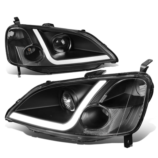 FAROS 01-03 HONDA CIVIC COUPE / SEDAN - LED RUNNING LIGHT REQUIRES WIRING INTO EXISTING LIGHTING WIRE HARNESS - LED DRL - PROJECTOR - BLACK HOUSING / CLEAR CORNER - H7 LOW BEAM / H7 HIGH BEAM